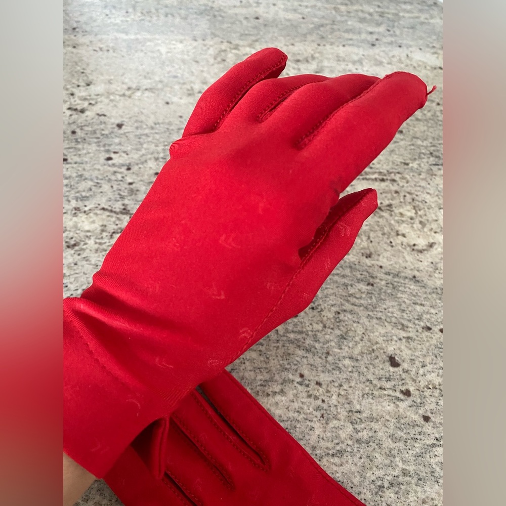 Red/white vintage stretch gloves, XS/S
